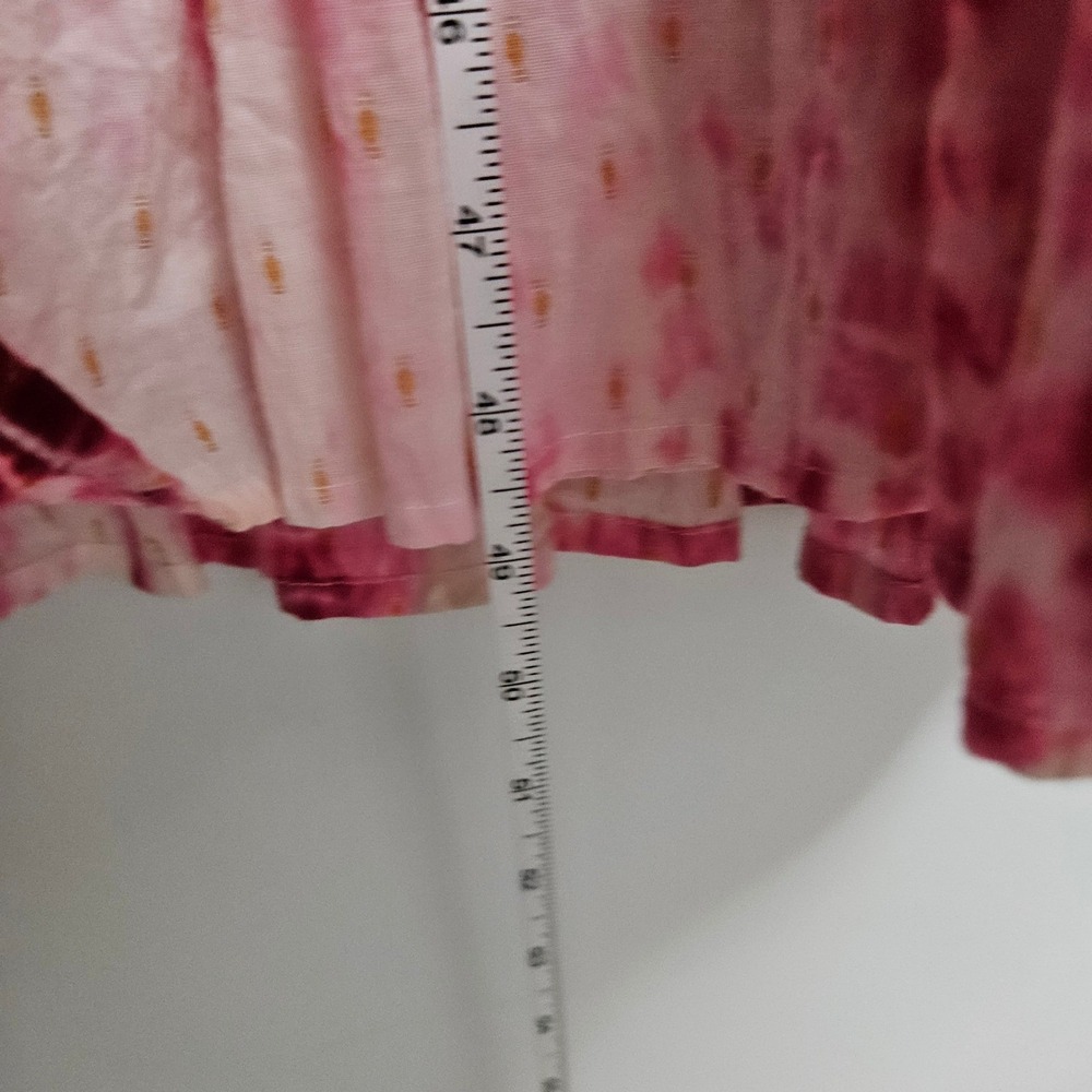 THML Anjuna Tie Dye Maxi Dress Womens Large Pink Tiered Metallic Tassel Boho - Picture 9 of 12
